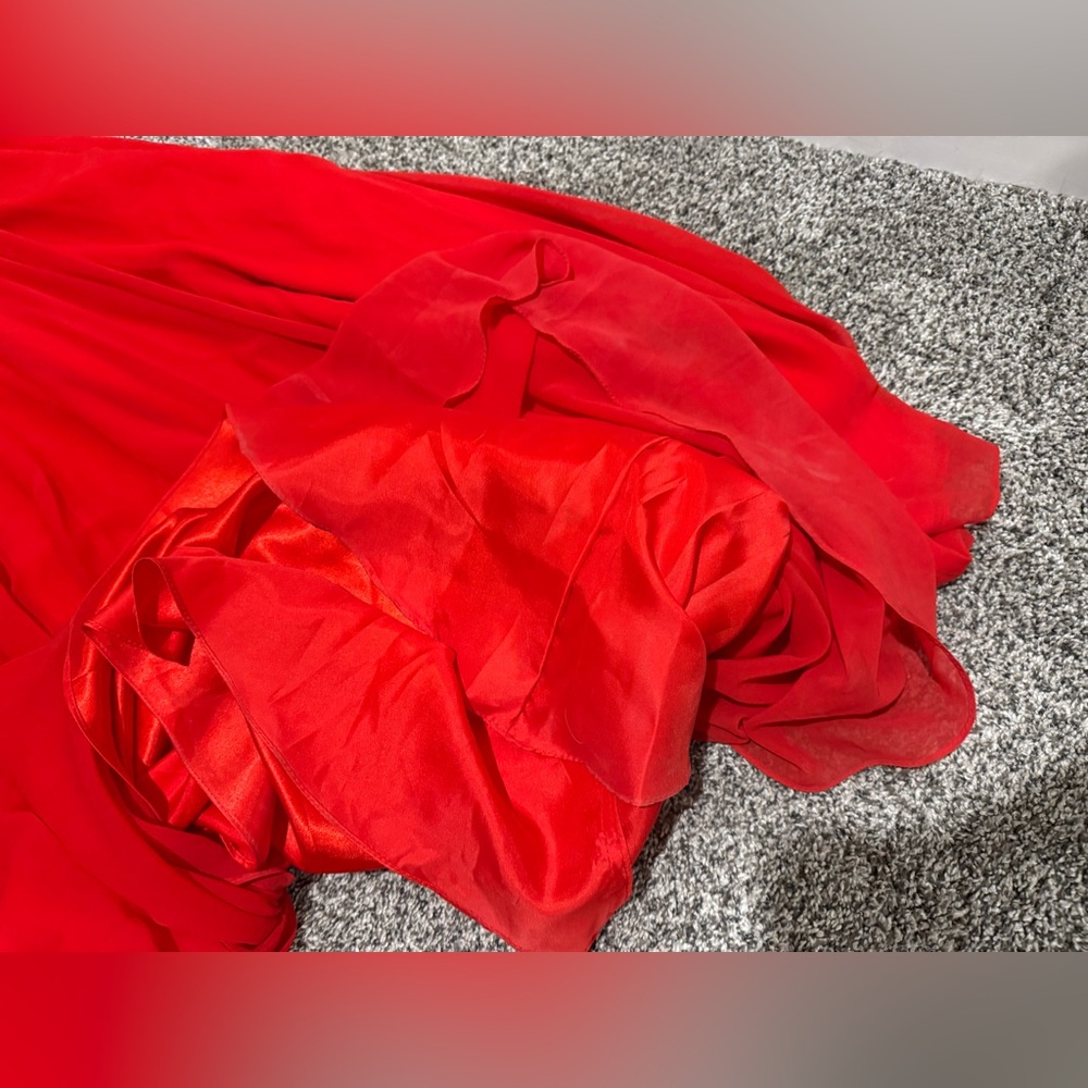 NWT Tiffany Designs red strapless prom dress - Picture 14 of 16